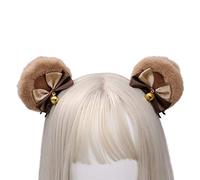 Pinzas para el cabello hechas a mano con forma de oso sintético dulce nudo de doble lazo de peluche animal horquillas anime cosplay bullet accesorios para el cabello