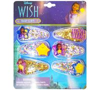 Pinzas para el cabello lindas de Disney Wish Girls con dijes de personajes favoritos, accesorios para el cabello con confeti m gico para ni as de