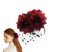 Pinzas Para El Cabello Sujeciones para Moño con Flores de Gasa, Cuentas y