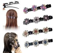 Pinzas Para El Cabello Trenzadas Con Piedras De Cristal Brillantes, Pinzas Para Peinar El Cabello Brillantes, 2024 Nuevas Pinzas Para El Cabello Trenzadas FáCilmente Con Diamantes De ImitacióN (4*C)