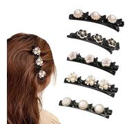 Pinzas Para El Cabello Trenzadas, Horquillas Trenzadas Con Cristales, Antideslizantes, Pinza De Doble Capa Con 3 Pinzas PequeñAs, FáCiles De Usar, Adecuadas Para NiñAs Y Mujeres (A)