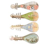 Pinzas para el para mujer, pinzas para el en forma de violín con adornos de perlas, 4 piezas elegantes accesorios para el cabello para mujeres niñas, escuela, boda, fiesta, concierto