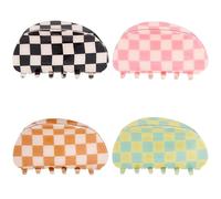 Pinzas para el pelo a cuadros, pinzas grandes para el pelo con diseño francés, pasadores acrílicos para mujer, pinzas para el cabello, lindas pinzas para el cabello, accesorios de moda para cabello