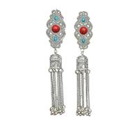 Pinzas para el pelo con borlas hechas de materiales de aleación resistentes con patrimonio mongol para ocasiones especiales, uso casual