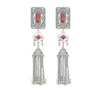 Pinzas para el pelo con borlas hechas de materiales de aleación resistentes con patrimonio mongol para ocasiones especiales, uso casual