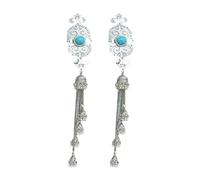 Pinzas para el pelo con borlas hechas de materiales de aleación resistentes con patrimonio mongol para ocasiones especiales, uso casual