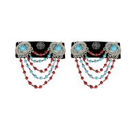 Pinzas para el pelo con borlas hechas de materiales resistentes de pelusa y aleación con patrimonio mongol para ocasiones especiales, uso casual