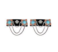 Pinzas para el pelo con borlas hechas de materiales resistentes de pelusa y aleación con patrimonio mongol para ocasiones especiales, uso casual