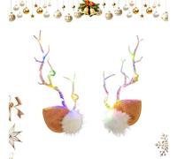 Pinzas para el Pelo con Cuernos de para Mujeres | Tocados Navideños Iluminados,Accesorios Para Disfrazar | Para Fotografía Actuación Escénica Fotos Familiares Obra Escolar Celebración Invernal Niños
