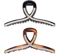 Pinzas para el pelo con diamantes de imitación, clip grande de plástico para mujer, vintage, acrílico, elegante, de lujo, con fuerte sujeción para cabello fino y grueso, accesorios de moda para bodas