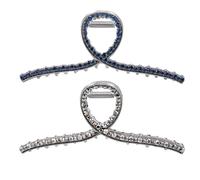 Pinzas para el pelo con diamantes de imitación, pinzas grandes de metal azul para mujeres y mujeres, pinzas para el pelo jumbo brillantes para bodas, fiestas, elegantes pinzas de mandíbula, decoración