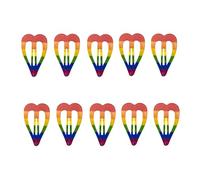 Pinzas para el pelo con diseño de arcoíris con diseño de arco iris, con forma de estrella, con forma de corazón, horquillas de metal para fiestas, disfraces, carnaval y celebraciones, 10 unidades