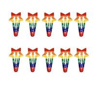 Pinzas para el pelo con diseño de arcoíris con diseño de arco iris, con forma de estrella, pasadores de metal para fiestas, disfraces, carnaval y celebraciones, 10 unidades (estrella fugaz)