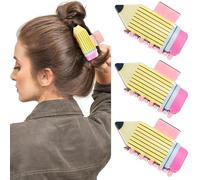Pinzas para el Pelo con Lápiz, 3pcs Clips de Pelo Lápiz, Pinzas para el Pelos de Profesor, Pinza para Mujer, Pinza Pelos, Clips Hebillas de Peloes Antideslizante, para Mujeres Niñas (Color A)