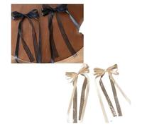 Pinzas para el pelo con lazo 2/4/6 Uds. Clip largo for el pelo con lazo de cinta de encaje for mujer, dulce lazo color champán, flequillo, pasadores laterales, tocados boda(B-4pcs)