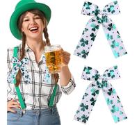 Pinzas para el pelo con lazo de trébol, pinzas para el día de San Patricio, pinzas de cocodrilo con lazo verde, pasadores de la suerte, horquillas de trébol con purpurina, para mujeres y niñas, para