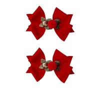 Pinzas para el pelo con lazo rojo de Navidad, pasador de lazo de pico de pato de Navidad, horquillas de pelo de tela de bola de piel, tocado para niños, niñas y mujeres, accesorios de Navidad para el