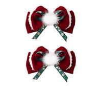Pinzas para el pelo con lazo rojo de Navidad, pasador de lazo de pico de pato de Navidad, horquillas de pelo de tela de bola de piel, tocado para niños, niñas y mujeres, accesorios de Navidad para el