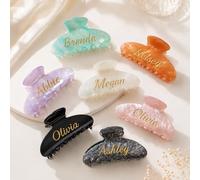 Pinzas Para El Pelo Con Nombre Grabado A Medida Para El Cortejo Nupcial, Regalos Personalizados Para La Propuesta A Las Damas De Honor, Pinzas De Pelo Con Monograma Para La Despedida De Soltera