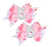 Pinzas para el pelo con perlas de cumpleaños para niñas - 2 pinzas para el pelo rosa dulce número 5 hechas de muchas perlas pequeñas para decoraciones de fiesta de cumpleaños para niñas y niños