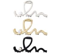 Pinzas para el pelo con perlas, pinzas doradas de sujeción fuerte, pinzas antideslizantes con diamantes de imitación y perlas, pinzas de garra de verano, regalo de cumpleaños para mujeres y niñas,