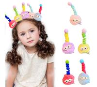 Pinzas para el pelo con pompones esponjosos para niñas, pasadores antideslizantes para el día del cabello loco (colorido, kawaii), pinzas para el pelo de personajes peculiares, divertidos accesorios