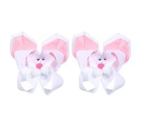 Pinzas para el pelo de conejo de 3.5 pulgadas, lindas pinzas de Pascua para adolescentes y niñas, accesorios para el pelo de conejo para Pascua, escuela, cumpleaños, rosa y blanco
