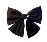 Pinzas para el pelo de estilo vintage para mujer, lazo de satén para fiesta de cumpleaños (negro)