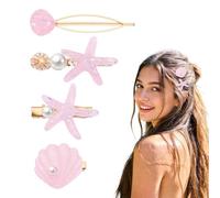 Pinzas para el pelo de estrella de mar con perlas para niñas y mujeres, amantes del océano, regalos para hija, sobrina, tocado de sirena rosa, herramientas de peinado para cabello largo y corto
