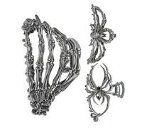 Pinzas Para El Pelo De Halloween - Pinzas de Metal con Forma de Garras de Horror | 3 Piezas Tenebrosas Araña Esqueleto para Mujer Niña Colegio Teatro Halloween Fiesta Disfraz