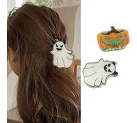 Pinzas para el pelo de Halloween que brillan en la oscuridad (paquete de 2) - Bonitas pinzas de tiburón divertidas para mujeres, accesorios antideslizantes para el cabello para fiestas de vacaciones