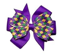 Pinzas para el pelo de Mardi Gras para niñas y niños, horquillas de carnaval, horquillas para el pelo, color morado, verde, amarillo, lazos para el pelo, pinzas de cocodrilo, martes grasos, accesorios