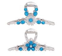 Pinzas para el pelo de piedra azul turquesa, pinzas de metal de estilo retro para mujeres y mujeres, diseño de girasol, pinza de mandíbula antideslizante, pinza de mandíbula perfecta a la moda,