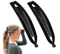 Pinzas para el pelo de plátano para mujer, doble peine, juego de garras, botón para deslizar, estilo de agarre, 2 accesorios clásicos para el cabello para cabello grueso, fino, rizado, recto, uso
