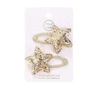 Pinzas para el pelo de tela, bonitas y bonitas pinzas laterales hechas a mano con estrellas brillantes doradas