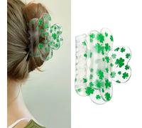 Pinzas para el pelo de trébol verde para mujeres y niñas, pinzas para el cabello grueso y fino, diseño de trébol de la suerte, pasadores de mandíbula para el cabello del día de San Patricio,