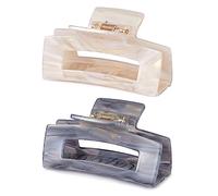 Pinzas para el pelo, paquete de 2 pinzas antideslizantes de 3 pulgadas, celuloide de concha de tortuga, clips de sujeción fuertes para cabello fino, rizado y grueso, forma rectangular, para mujeres y