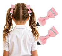 Pinzas para el pelo para el primer día de clases, pinzas para el pelo para el primer día de clases, lápiz rosa, coleta de coleta, clips de lazo de cuero con purpurina para el regreso a clases