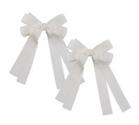 Pinzas para el pelo para mujer, con lazo blanco, accesorios para el cabello, bonitos pasadores para el pelo con borla de cola larga, pinza para el pelo, diadema de lazo blanco, horquillas de doble