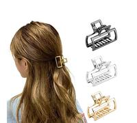 Pinzas para el pelo pequeñas de metal, antideslizantes, rectangulares, fuertes, accesorios para el cabello para mujeres, niñas, 3 unidades (oro, plata, negro)