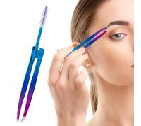 Pinzas para el vello facial para mujer, clip de cejas 2 en 1 de acero inoxidable con cepillo, cepillo doble para párpados, depilación encarnada, herramienta de aseo de maquillaje para mujeres y