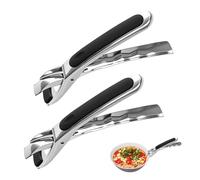 Pinzas para Horno, 2 Piezas Pinza para Platos Calientes, Pinza Antideslizante para Platos Pinza para Cuencos Mango Antideslizante Acero Inoxidable y Silicona Ideal para Horno Olla Sartén