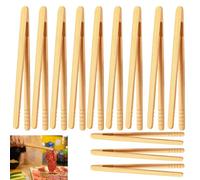 Pinzas para pan de madera, 12 unidades, 17,8 cm, pinzas para pan de madera, pinzas de cocina reutilizables, resistentes a altas temperaturas, estructura antideslizante y rebote para hornear, pan, té y