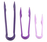 Pinzas para pan de plástico de calidad alimentaria |Paquete de 3 abrazaderas de silicona de agarre seguro para hielo/carne/panadería |Pinzas de cocina ergonómicas de 33 cm, aptas (Purple)