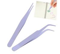 Pinzas para pegatinas de scrapbooking - Juego de pinzas para manualidades, acero inoxidable macizo | Pinzas rectas y de codo, con punta protectora para pestañas y pegatinas, ideal para el cajón del es