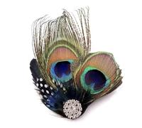 Pinzas Para Pelo Plumas Pavo Real, Diadema de Plumas de Pavo Real, Tocado de Plumaje, Pasador de Pelo de los Años 20, Tocado de Pavos Reales, Accesorios para el Pelo de los Años 20 (Color A)