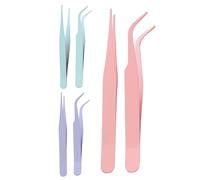 Pinzas para pestañas de bricolaje, pinzas adhesivas para álbumes de recortes, pinzas de codo y rectas, 2 pinzas de acero inoxidable, calcomanías de color sólido, herramienta hecha a mano para joyas