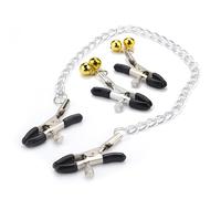 Pinzas para pezones de acero inoxidable, pinzas para pezones con cascabeles y cadena, pinzas para pezones ajustables para mujeres, estimuladores de senos, pinzas para senos de goma suave