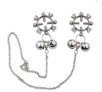 Pinzas para pezones, pinzas para pezones para mujeres, estimulación de pezones con campanas y cadenas, ataduras, fetiche, coqueteo, cosplay, clip para pezones ajustable(A)