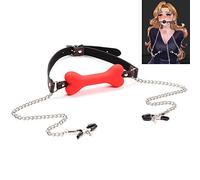 Pinzas para pezones sexo con mordaza para la boca SM silicona hueso de perro mordaza bondage pinzas para pezones pinzas para pezones estimulación mamaria accesorios eróticos esclavo coqueteo juego
